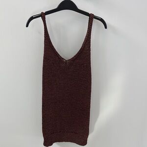 Brown Knit Sleeveless Top